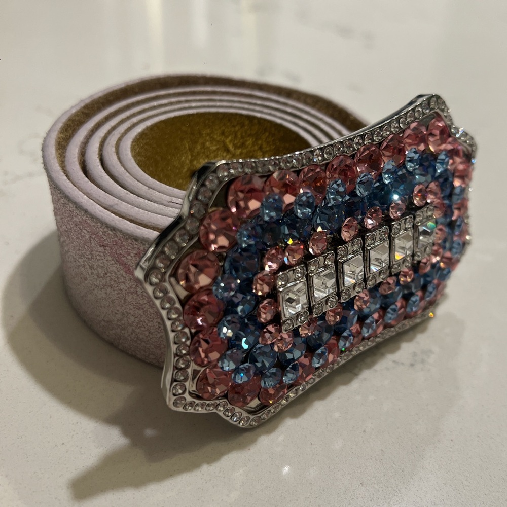 COCHNI Crystal Embellished Pink and Blue Belt